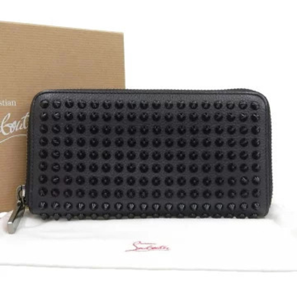 Christian Louboutin Panettone Spike Wallet Studded Leather Black